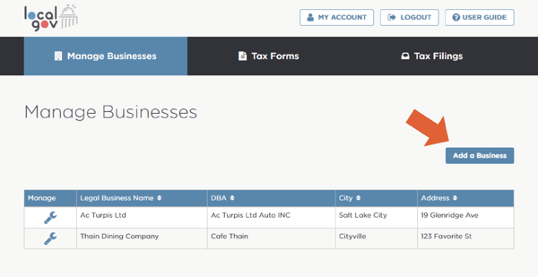 Add a business in Localgov