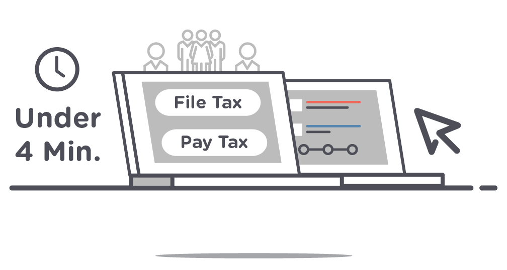 First step in Localgov's Tax and Fee Administration, file and pay taxes in under 4 minutes